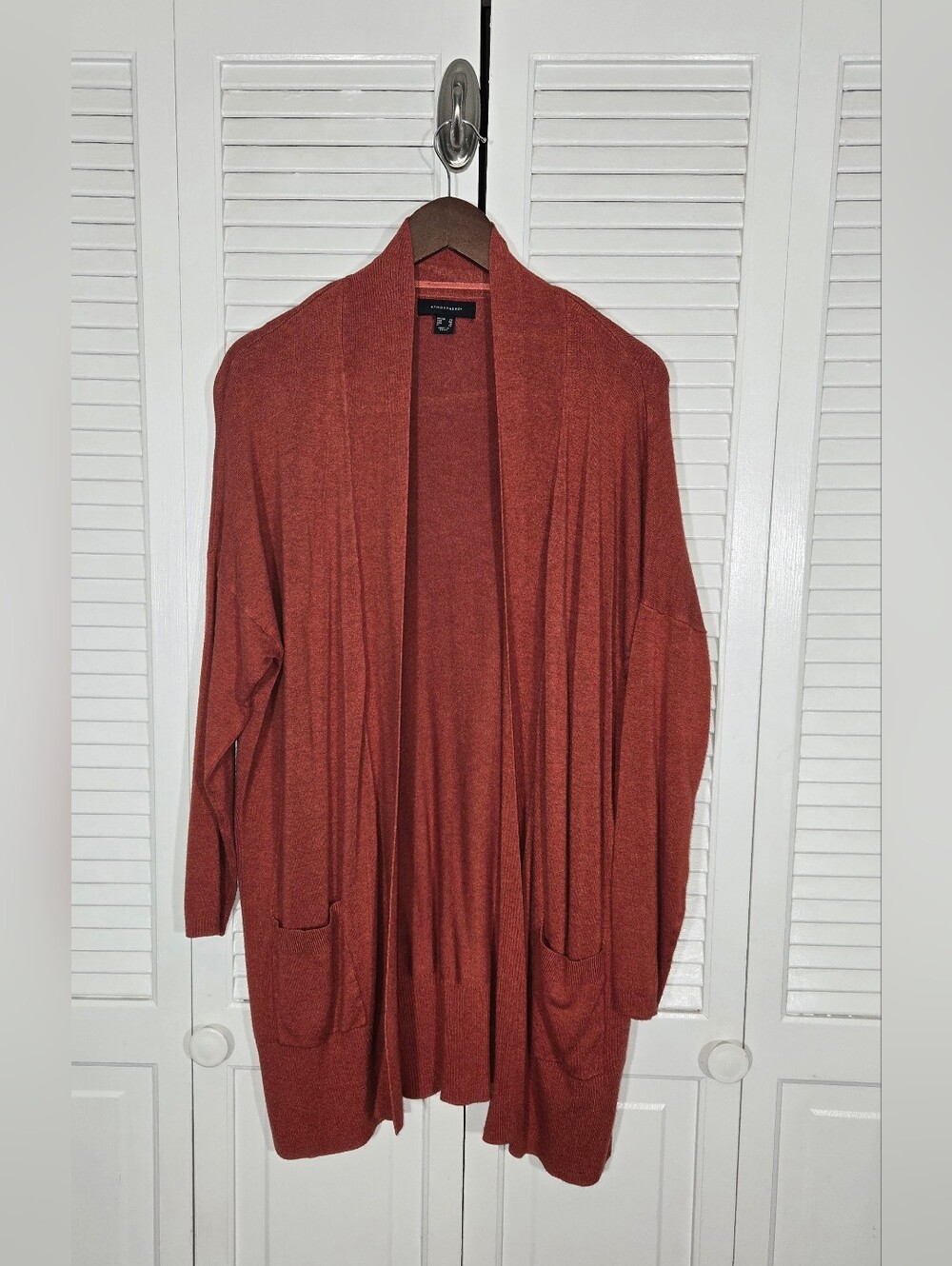 Atmosphere Burnt Orange Open Front Long Line Lightweight Long Sleeve Cardigan 16